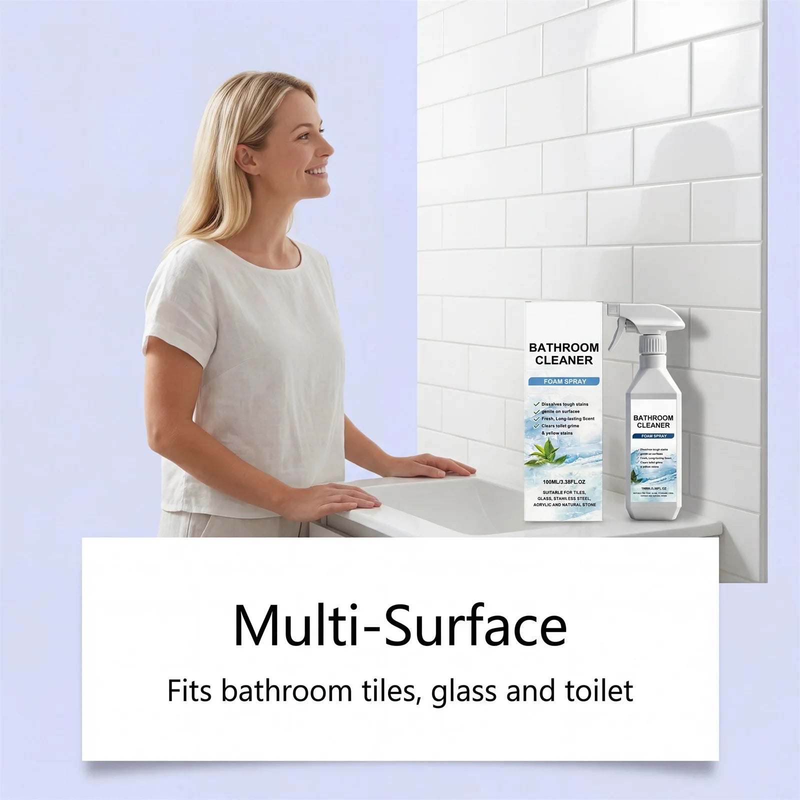 Bathroom Cleaner Daily Cleaning Stains Renovation Fresh Scent Multi-Effect Convenient Spray for Toilet and Bathroom
