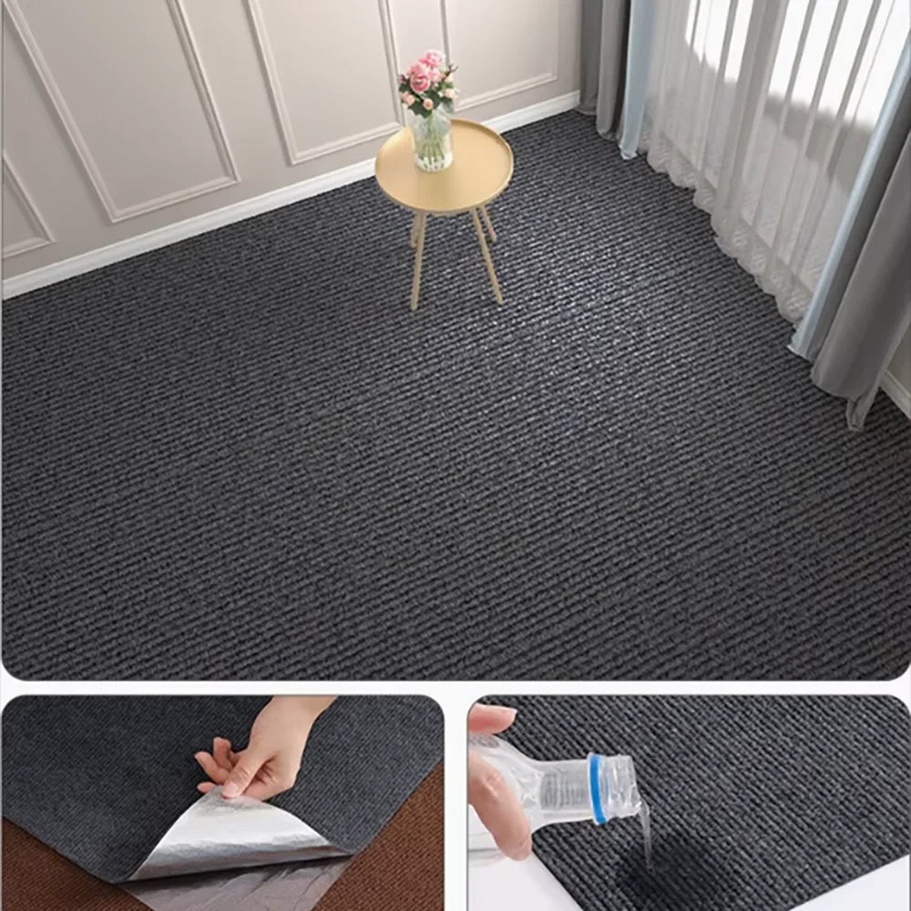 Solid Color Room Decoration Self-adhesive Carpet Living Room Staircase Home Decor Water Uptake Bedroom Rug Bathroom Kitchen Rugs