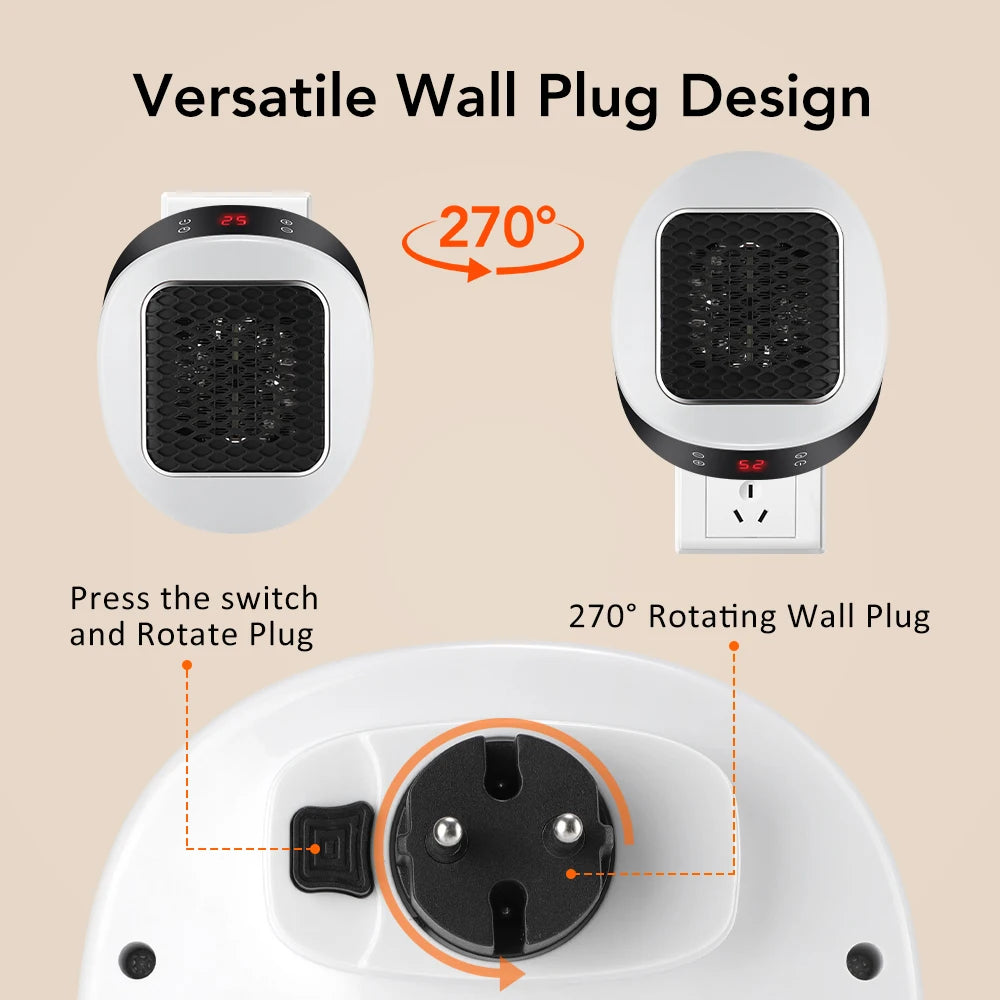 Portable Heater Electric Heater Plug in Wall Room Heater Home Appliance Heating Stove Mini Radiator Remote Warmer Machine 600W