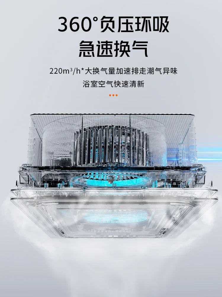 220V Intelligent Integrated Electric Heater with Ceiling Lighting for Bathroom - High-end Smart Heating Appliance Combo CCC