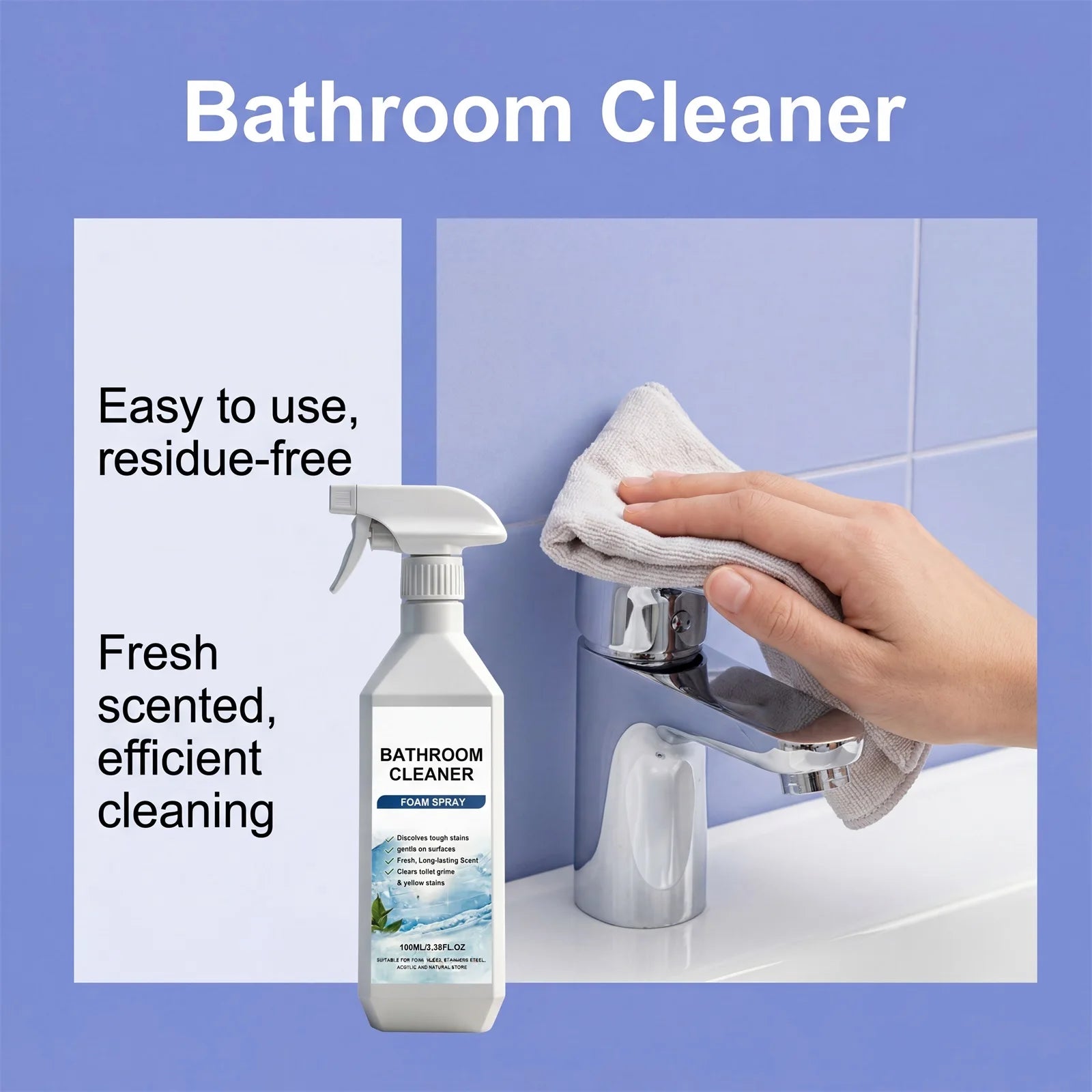 Bathroom Cleaner Daily Cleaning Stains Renovation Fresh Scent Multi-Effect Convenient Spray for Toilet and Bathroom
