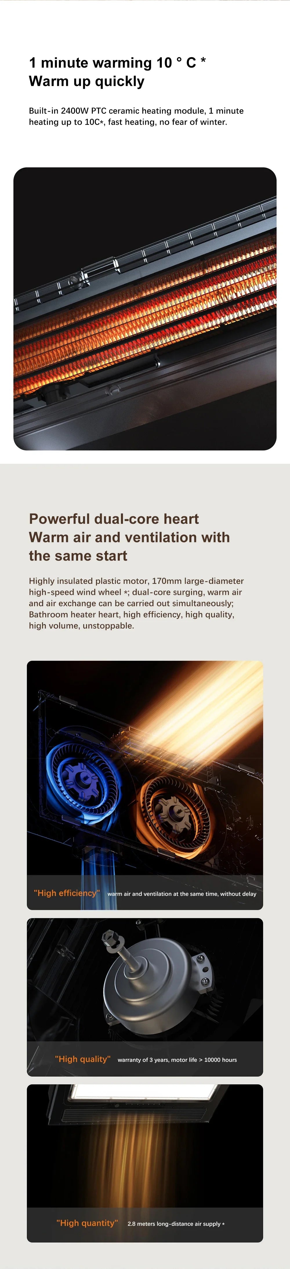Xiaomi Smart Bathroom Heater Air-heated Exhaust Fan Ceiling Light Integrated Warm Air Winter Heater Work With App