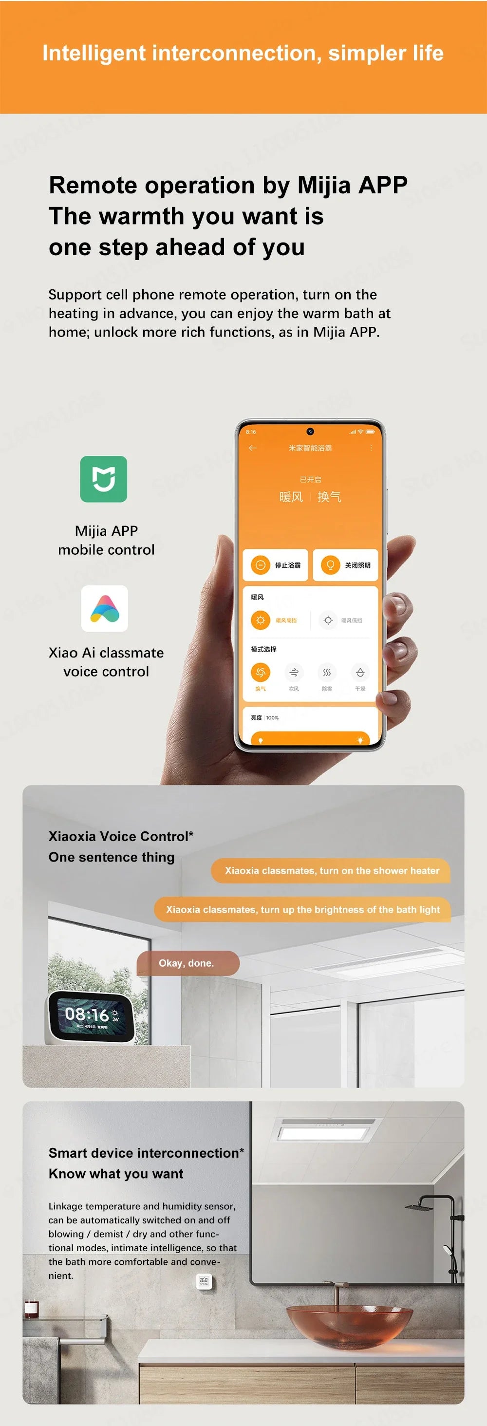 Xiaomi Smart Bathroom Heater Air-heated Exhaust Fan Ceiling Light Integrated Warm Air Winter Heater Work With App