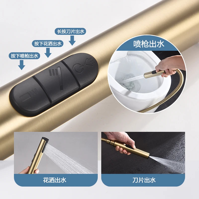 Bathroom Accessories 3 Functions Portable Shower Head Anus Cleaner Stainless steel Sprayer Self-Cleaning Body Cleaner 1.5M Hose